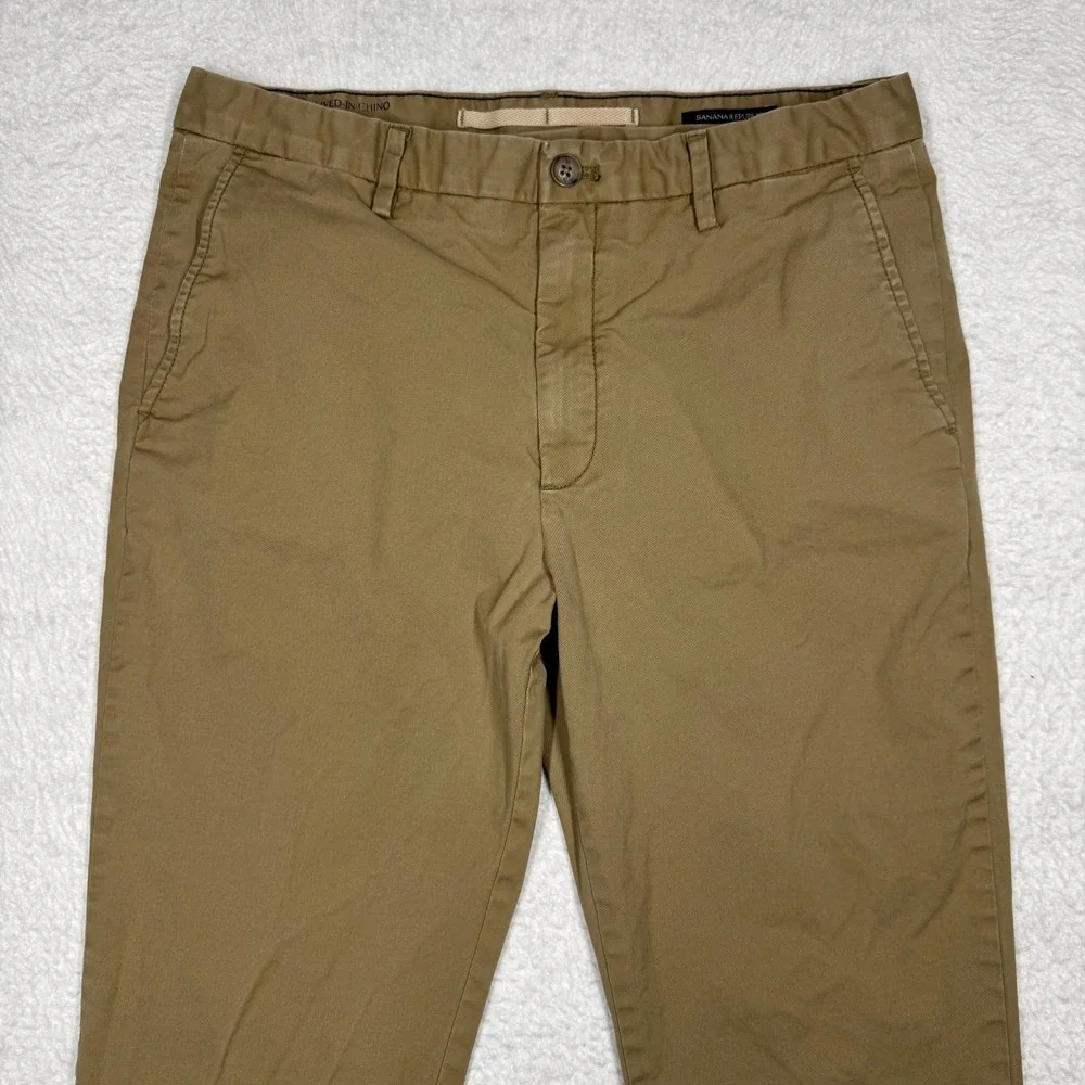 Banana Republic Lived In Chino Pants Beige Khaki Slim Fit Men's‎ Size 34x32